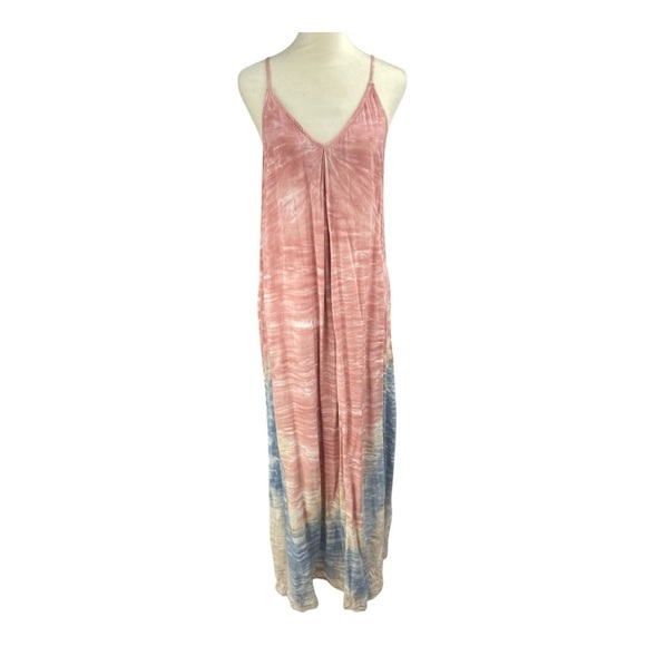 Michael Stars Haze Wash Rosewater Pink Blue Tie Dye Maxi Dress Size Small - Picture 1 of 6